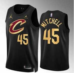 Mens Cleveland Cavaliers #45 Donovan Mitchell Black Statement Edition Stitched Jersey Dzhi->cleveland cavaliers->NBA Jersey
